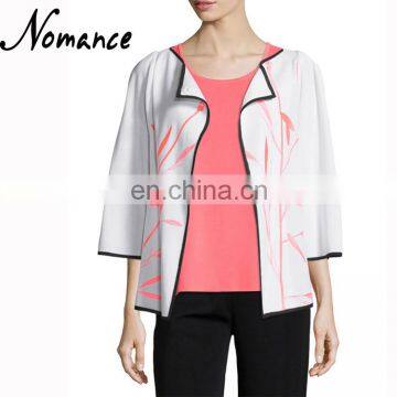 Bamboo-Print 3/4-Sleeve american Jacket jacket model for women