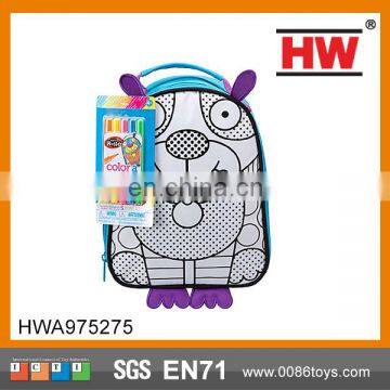 DIY Toy Intelligence packsack with water color pen children schoolbag