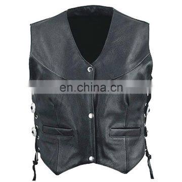 HMB-3171A LEATHER VEST BRAIDS STYLE BLACK COAT VESTS