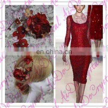 Aidocrystal Red Wedding Hairpiece Hair Flower Bridal Hair Clip Handmade Rhinestone Headpiece Hair Accessories photo-4