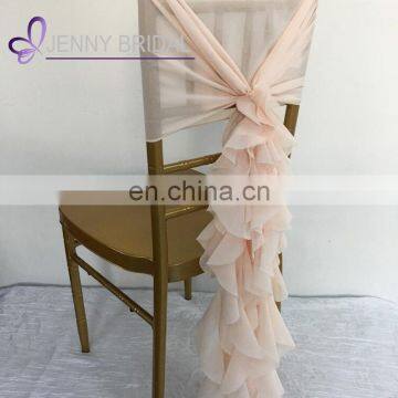 C304N cheap christmas pink chiffon chair covers ruffled dental chair cover for weddings