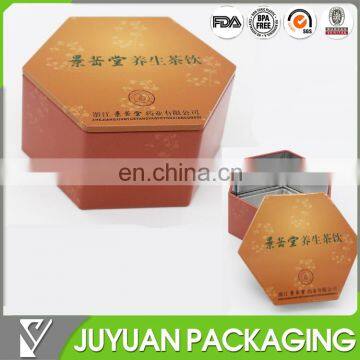 Hexagon shape Honey sweets Packaging tin box