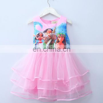 Latest design kids girl dress cartoon ruffle princess dress party