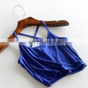 Close Out One Dollar Summer Custom Logo Modal Sleeveless Black for Girls Spaghetti Basic Crop Top photo-6