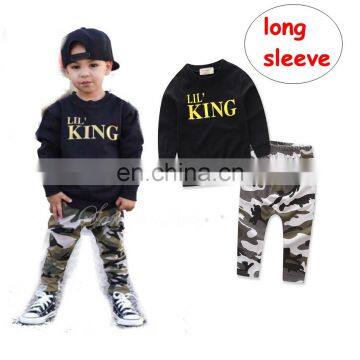 Short /long sleeve shirt and camouflage pants sets 2PCS children baby clothes set kids suit wholesale