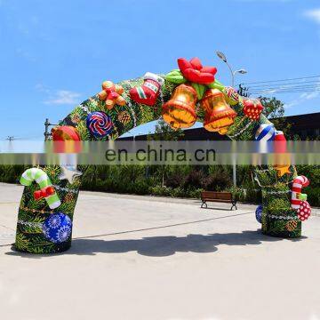Popular Xmas Lighting Decoration Holiday Colorful Archway LED Inflatable Christmas Arch With Bell photo-3