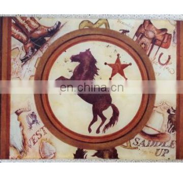 Retangular horse design tempered glass chopping board