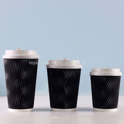 12oz Disposable Kraft Paper Cups for Hot and Cold Drinks Triple Walled Ripple Cups for Coffee Thick And Strong 330 GSM Paper photo-4