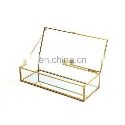 Gold Glass Jewelry Box Hot Selling Large Gold Glass Jewelry Display Glass Box