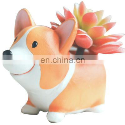 Creative cartoon Corgi dog resin desktop potted succulent flower pot