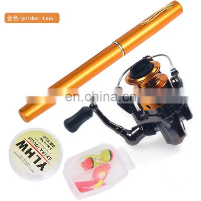 1.6m telescopic Portable Pocket  Pen Fishing Rod Pen Mini Fishing Rod With Fishing Reel