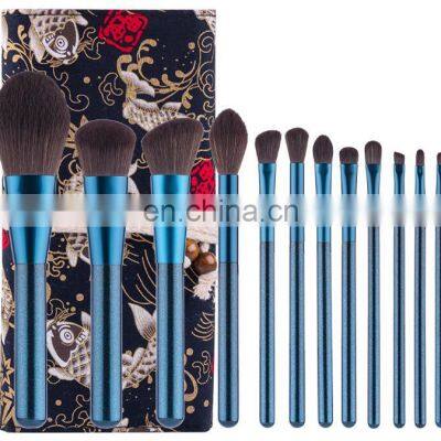 12pcs blue high end brush set with logo new  professional brush set  high quality private label brush set