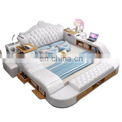 Customizable Multifunction Storage Bed With Massage Music Design Leather Bed