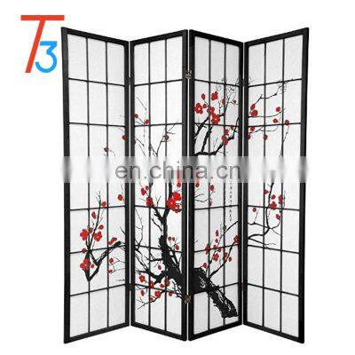 Eco-Friendly japanese style 4 panel plum creek room divider black