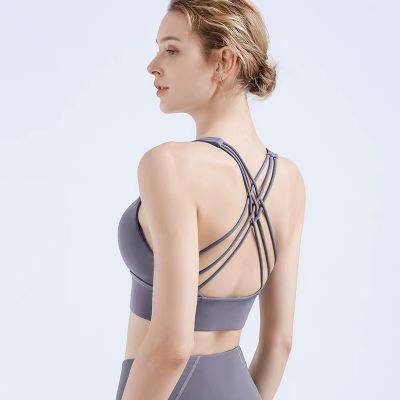 Hot Sale Running Girl Strappy Sports Bra for Women, Sexy Crisscross Back Medium Support Yoga Bra With Removable Cups photo-3