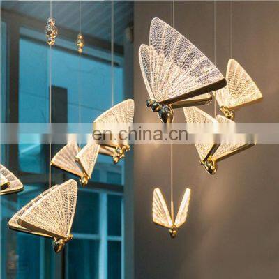 Nordic Butterfly Led Pendant Lights Indoor Hanging Lamp Bedside Staircase Home Modern Bedroom Art Ceiling Pendant Lamps