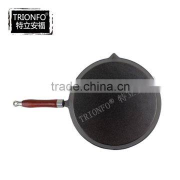 Pre-seasoned cast iron cookware wood handle cast iron frying pan