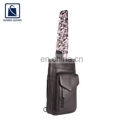 New Arrival Cotton Sheeting Lining Material Zipper Closure Type Genuine Leather Crossbody Bag for Wholesale Puchase