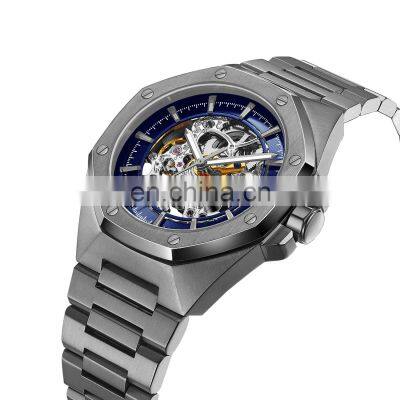 OEM Factory Luxury Mechanical Watch Fashion Octagon Skeleton Stainless Steel Automatic Watch Relojes Hombre Mens Watch Automatic