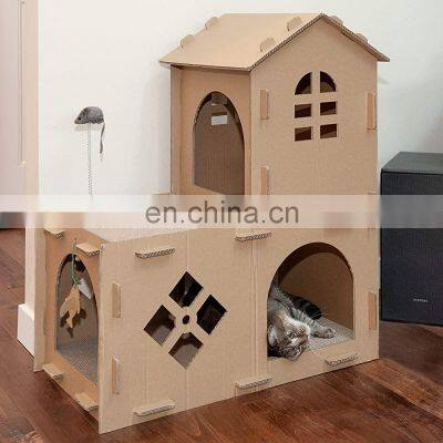 Custom Indoor Corrugated Paper Scratcher Toy Cat Cardboard House photo-5