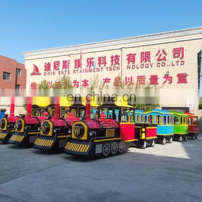 Attraction Kids Steam Old Fashion Battery Operated Trackless Train Mini Train Set Manufacturer
