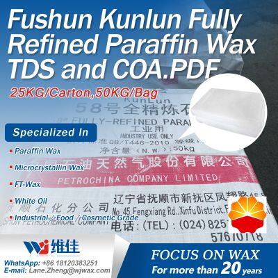 Fushun Kunlun Fully Refined Paraffin Wax TDS and COA.PDF