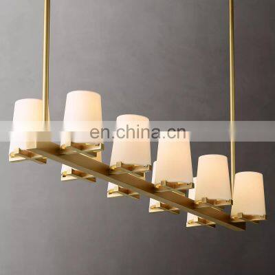 Pauillac Fabric Shade  linear industrial metal alabaster shade chandelier suitable for ceiling hanging lighting in family hotels