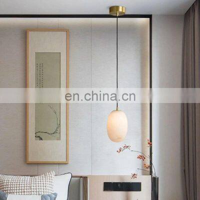 Modern Simple Hanging Lamp Kitchen Island Dining Table Alabaster Chandeliers for Restaurant photo-3