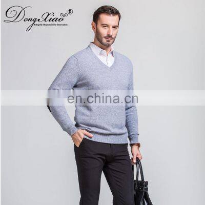 Wholesale 100% Merino Wool Men's V-Neck Pullover Sweater Custom Logo Loose Fit for Spring photo-2