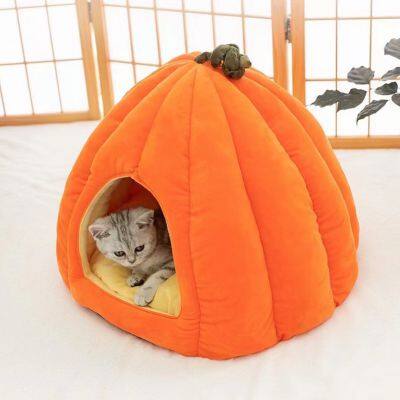 MEOW LOVE Cat Four Seasons Universal Bed Dog Closed Safe Sleeping Nest Escape House Pumpkin Thickened photo-4