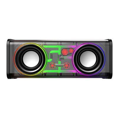 V8 Transparent Bluetooth Speakers RGB Light Wireless Outdoor Sports Bluetooth Audio TWS Subwoofer Speaker-Black