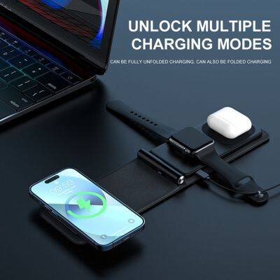 3-in-1 Multi Wireless Mobile Phone Foldable Magnetic Wireless Charger for IPhone photo-5