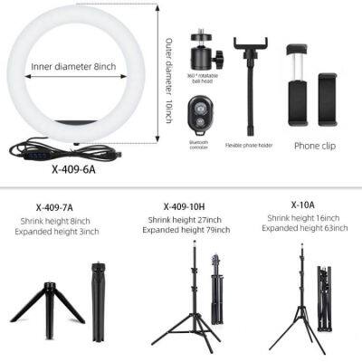 Phone Fashion Circle With Tripod Stand Ring Lamp for Makeup Photography Ring Fill Light Selfie Led 10 12 Inch 10inch 12inch photo-2