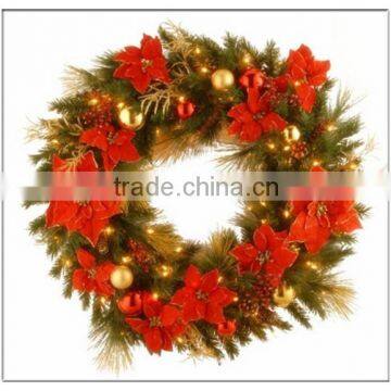 Christmas Deco Ball Wreath/Design ChinaNew Factory Plastic Custom Christmas Wreath / PVC Wreath / PE Wreath for Chirstmas