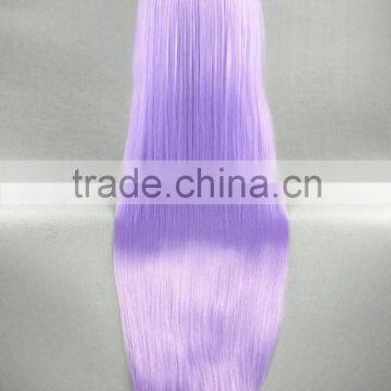 High Quality 100cm Long Straight Gin Tama-Sarutobi Ayame Light Purple Synthetic Anime Wig Cosplay Hair Wig Party Wig photo-5