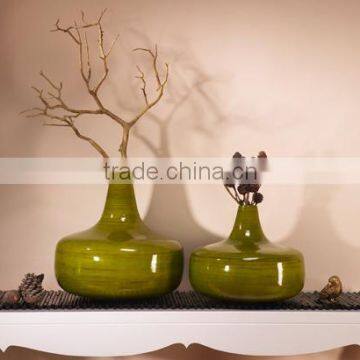 High quality best selling eco friendly spun green lacquer bamboo vase in Viet Nam