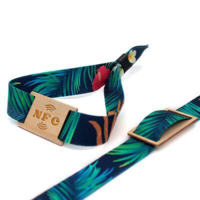 NFC Fabric Wristband with Wooden Tag NTAG213