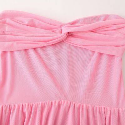 Summer New European and American Cross-border Foreign Trade Women's Clothing Sexy Pleated Solid Color Strapless With Scarf Long Skirt