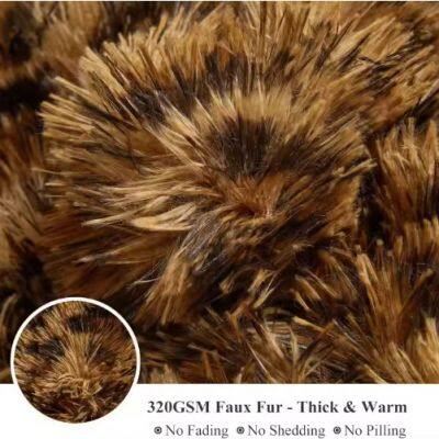 Luxury Faux Fur Leopard Print Blanket, Cheetah Print Fluffy Blanket Throw Cute Furry Animal Throw Fuzzy Blanket for Sofa Bed photo-2