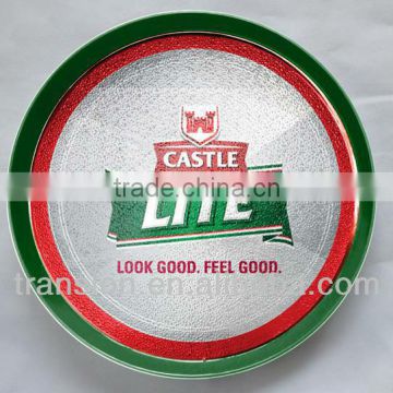 Beer serving trays plastic round trays