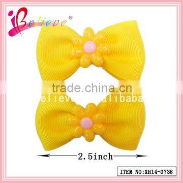 Handmade korean grosgrain hair bow cheap plastic hair clips