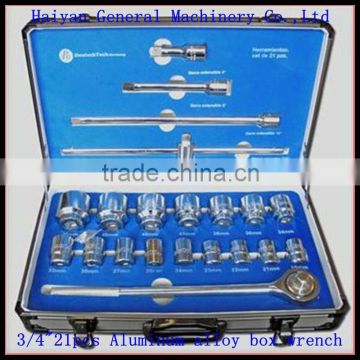 21pcs 3/4" DR. socket wrench size with aluminum alloy senior