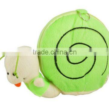 Zipper Closure Stuffed Soft Snail Shaped CD Storage Bag /New Design Cuddly Toy Snail Zipper Bag/Plush Animal Frog CD bag