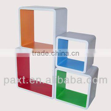 set4 square colorful cube shelf for wall decoration