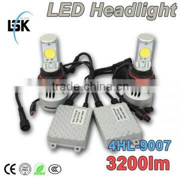 Lanseko factory direct 6400lm 38w 6500k 9007 car led headlight 2 years warranty