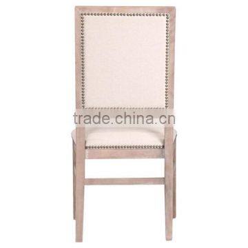 French Style Solid Oak Wood Design Dining Armless Chair With White Back photo-3
