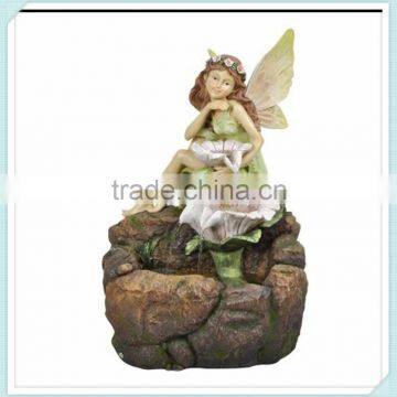 Resin garden fairy water fountain with LED Light