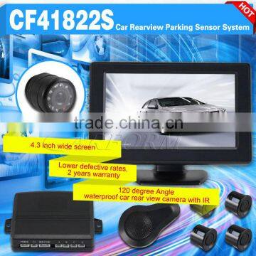 4.3 inch wide screen rearview car parking sensor system with waterproof night vision camera