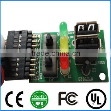 PCB Front Panel Cable Dual USB2.0+LED Light+LED Power Switch Cable For Computer