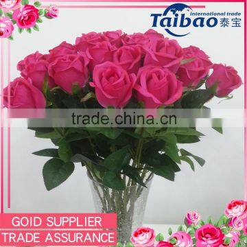 Single stem natural looking artificial rose wholesale for valentines's day